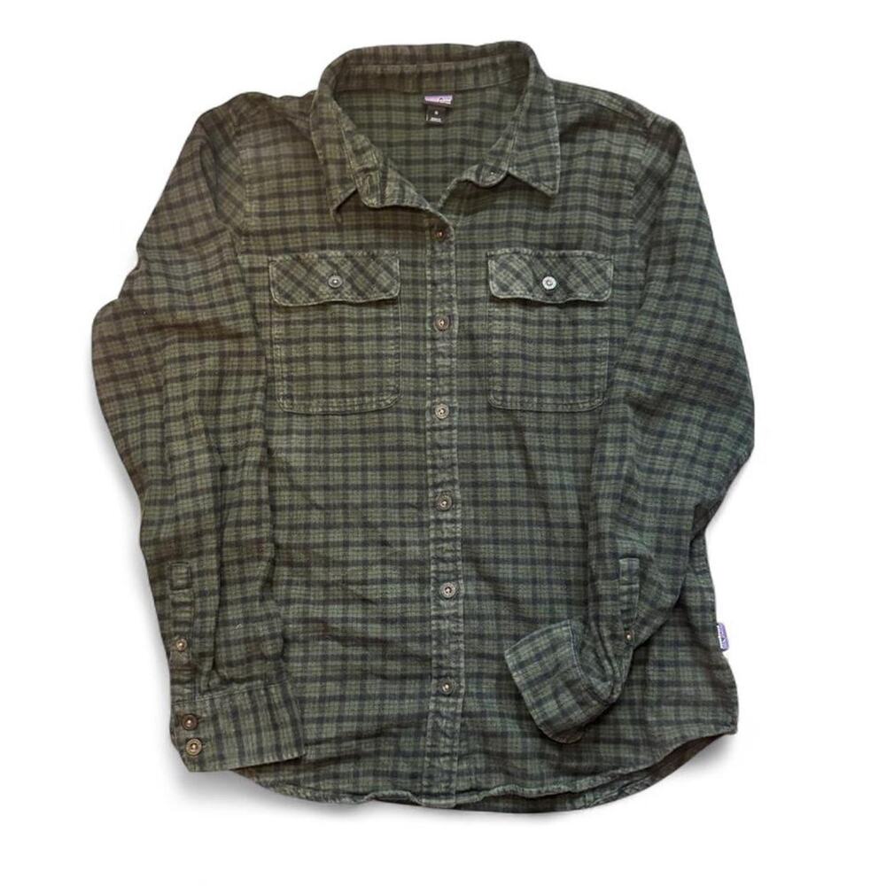 Patagonia VTG 2010s Men’s Green Black 90s Grunge Indie LS Flannel — MEDIUM - Picture 3 of 6